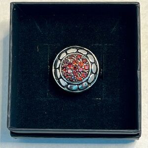 🆕 Red Moissanite Center Statement Ring Size 6 Set in Oxidized Sterling Silver